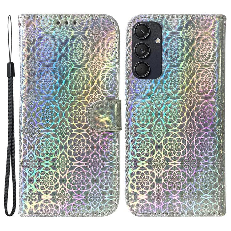For Samsung Galaxy M55 5G / C55 5G / F55 5G Case Dazzling Flower Magnetic Clasp Leather Cover