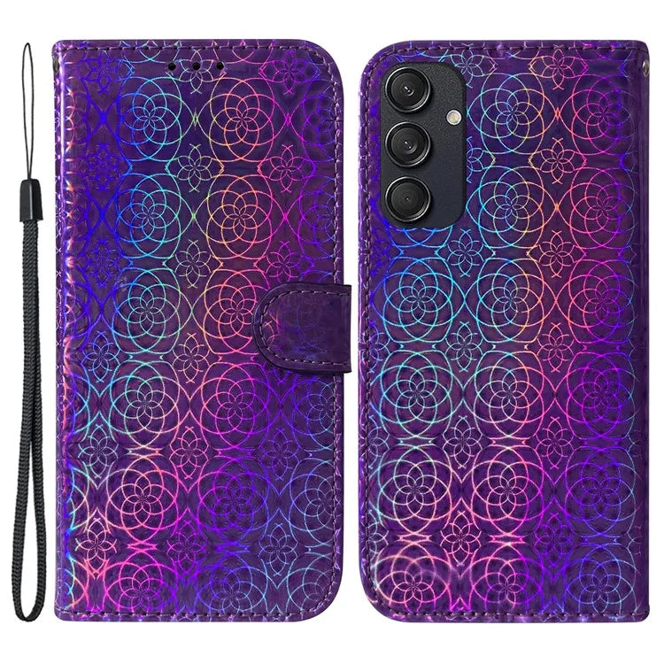 For Samsung Galaxy M55 5G / C55 5G / F55 5G Case Dazzling Flower Magnetic Clasp Leather Cover