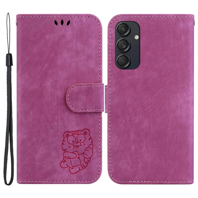 For Samsung Galaxy M55 5G / C55 5G / F55 5G Case Wallet Little Tiger Imprinted Leather Phone Cover