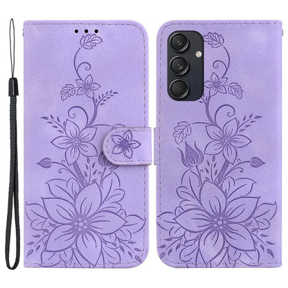 For Samsung Galaxy M55 5G / C55 5G / F55 5G Case with Hand Strap PU Leather Flower Phone Cover