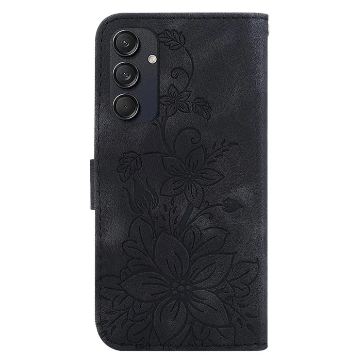 For Samsung Galaxy M55 5G / C55 5G / F55 5G Case with Hand Strap PU Leather Flower Phone Cover