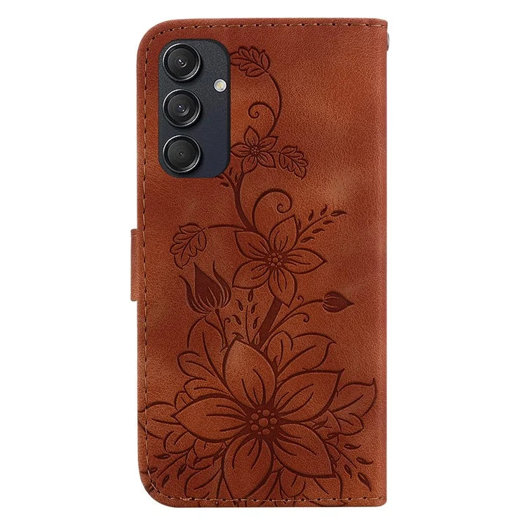 For Samsung Galaxy M55 5G / C55 5G / F55 5G Case with Hand Strap PU Leather Flower Phone Cover