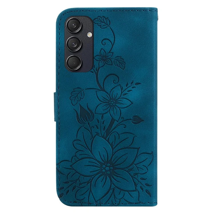 For Samsung Galaxy M55 5G / C55 5G / F55 5G Case with Hand Strap PU Leather Flower Phone Cover