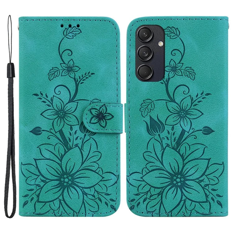 For Samsung Galaxy M55 5G / C55 5G / F55 5G Case with Hand Strap PU Leather Flower Phone Cover