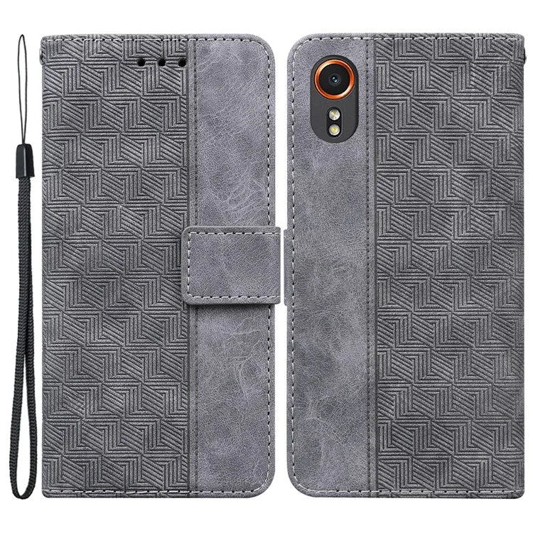 For Samsung Galaxy Xcover7 Case Wallet Stand Leather Geometry Phone Cover