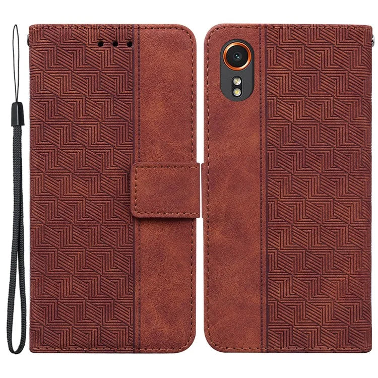 For Samsung Galaxy Xcover7 Case Wallet Stand Leather Geometry Phone Cover