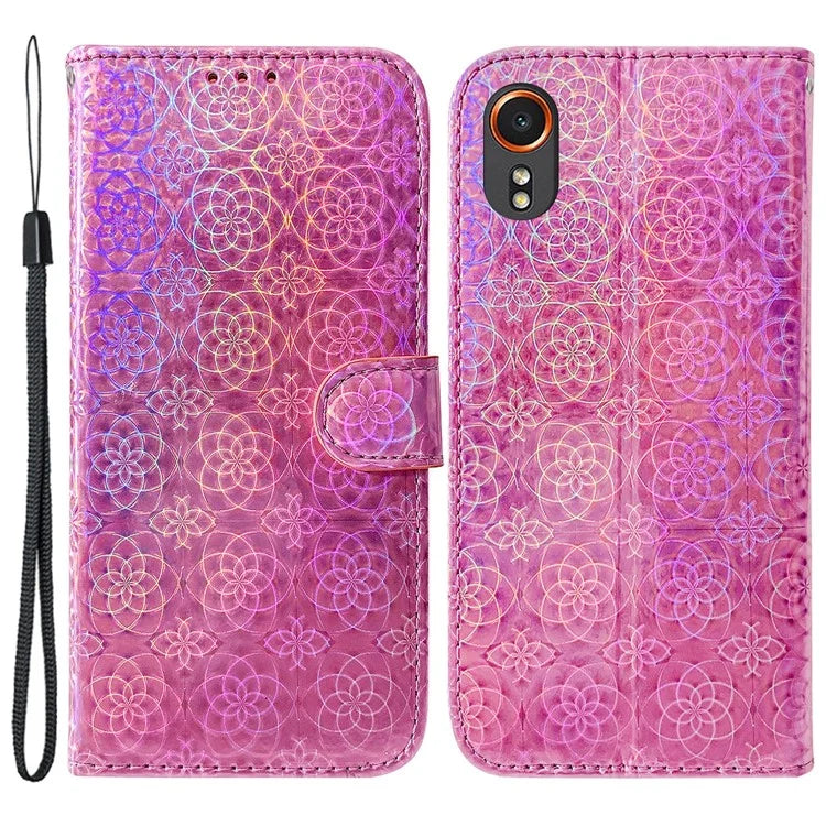For Samsung Galaxy Xcover7 Case Dazzling Flower Leather Phone Cover