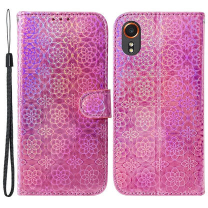 For Samsung Galaxy Xcover7 Case Dazzling Flower Leather Phone Cover