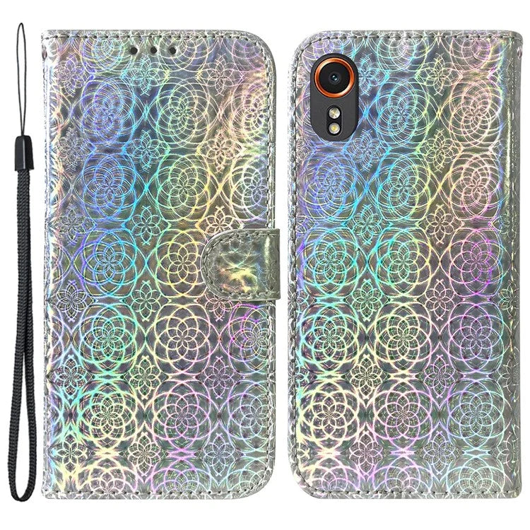 For Samsung Galaxy Xcover7 Case Dazzling Flower Leather Phone Cover