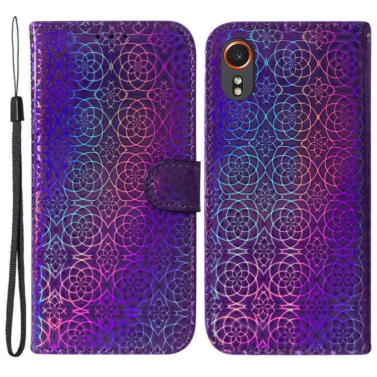 For Samsung Galaxy Xcover7 Case Dazzling Flower Leather Phone Cover