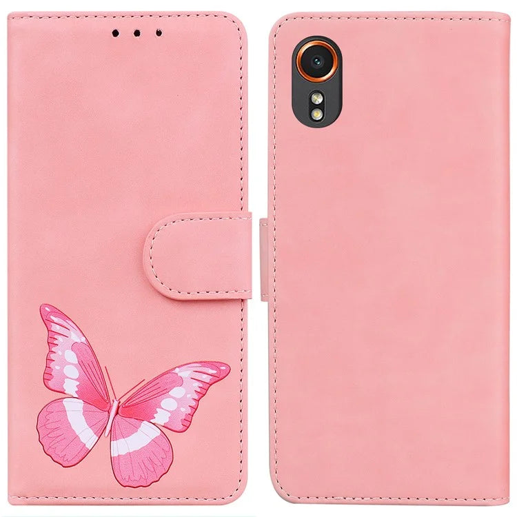 For Samsung Galaxy Xcover7 Case Butterfly Printed Magnetic Shockproof Leather Phone Cover