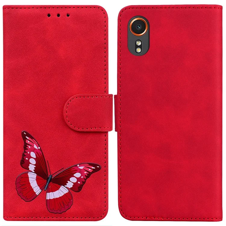 For Samsung Galaxy Xcover7 Case Butterfly Printed Magnetic Shockproof Leather Phone Cover