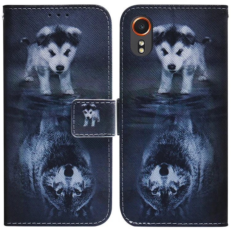 For Samsung Galaxy Xcover7 Case PU Leather Pattern Magnetic Clasp Stand Function Phone Cover