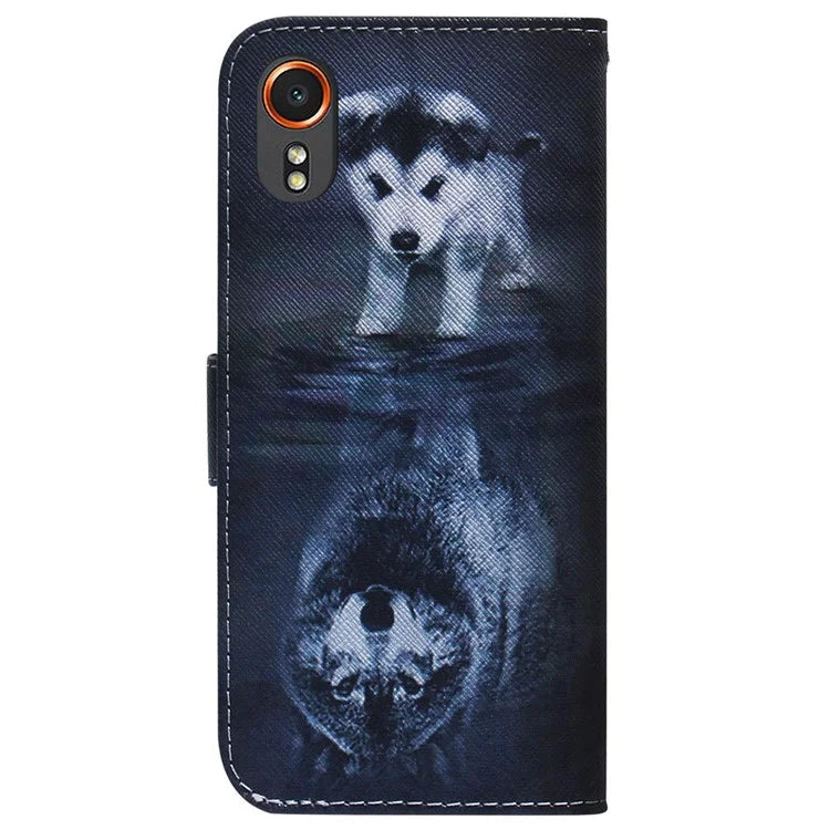 For Samsung Galaxy Xcover7 Case PU Leather Pattern Magnetic Clasp Stand Function Phone Cover