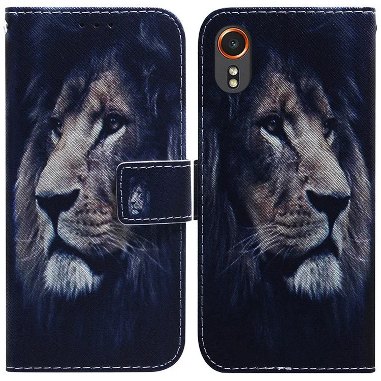 For Samsung Galaxy Xcover7 Case PU Leather Pattern Magnetic Clasp Stand Function Phone Cover