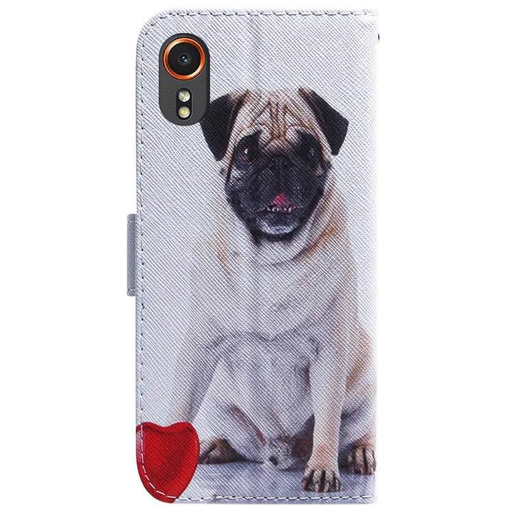 For Samsung Galaxy Xcover7 Case PU Leather Pattern Magnetic Clasp Stand Function Phone Cover