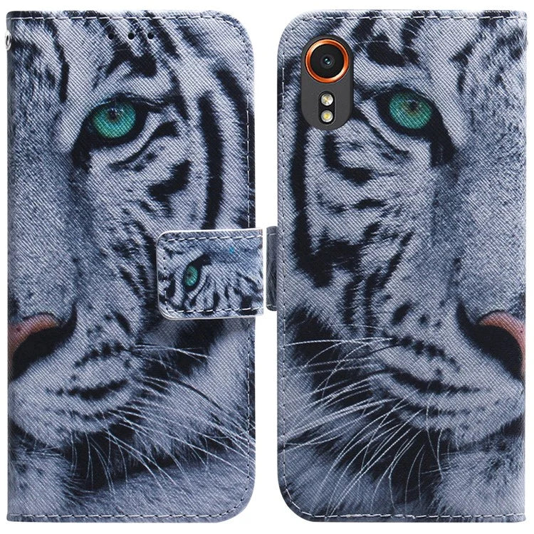 For Samsung Galaxy Xcover7 Case PU Leather Pattern Magnetic Clasp Stand Function Phone Cover