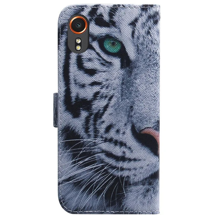 For Samsung Galaxy Xcover7 Case PU Leather Pattern Magnetic Clasp Stand Function Phone Cover