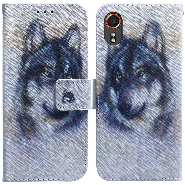 For Samsung Galaxy Xcover7 Case PU Leather Pattern Magnetic Clasp Stand Function Phone Cover