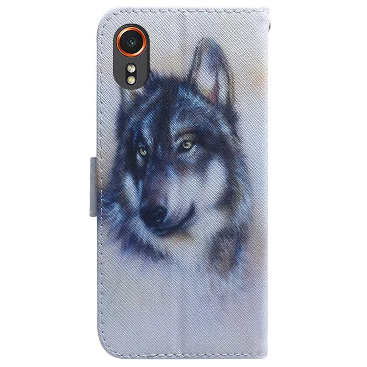 For Samsung Galaxy Xcover7 Case PU Leather Pattern Magnetic Clasp Stand Function Phone Cover