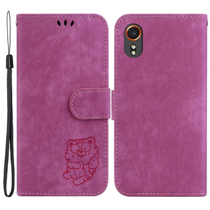 For Samsung Galaxy Xcover7 Case Cute Tiger Leather Card Holder / Cash Slots Phone Cover