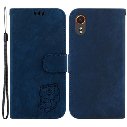 For Samsung Galaxy Xcover7 Case Cute Tiger Leather Card Holder / Cash Slots Phone Cover