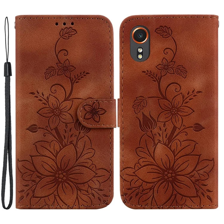 For Samsung Galaxy Xcover7 Case Flower Leather Phone Cover with Wallet Function
