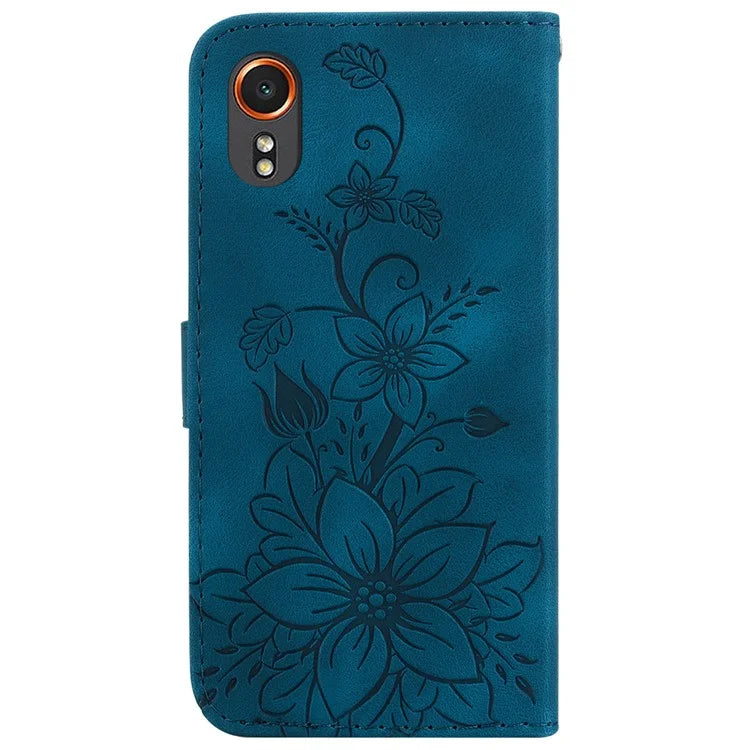 For Samsung Galaxy Xcover7 Case Flower Leather Phone Cover with Wallet Function