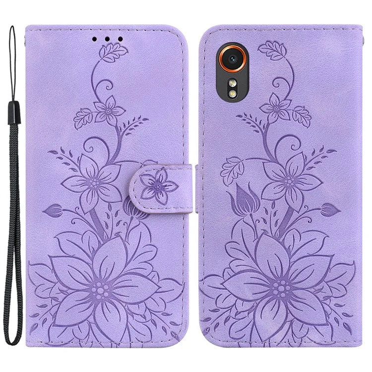 For Samsung Galaxy Xcover7 Case Flower Leather Phone Cover with Wallet Function