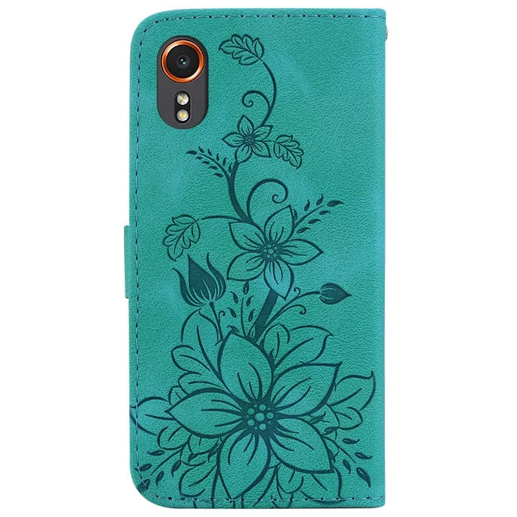 For Samsung Galaxy Xcover7 Case Flower Leather Phone Cover with Wallet Function