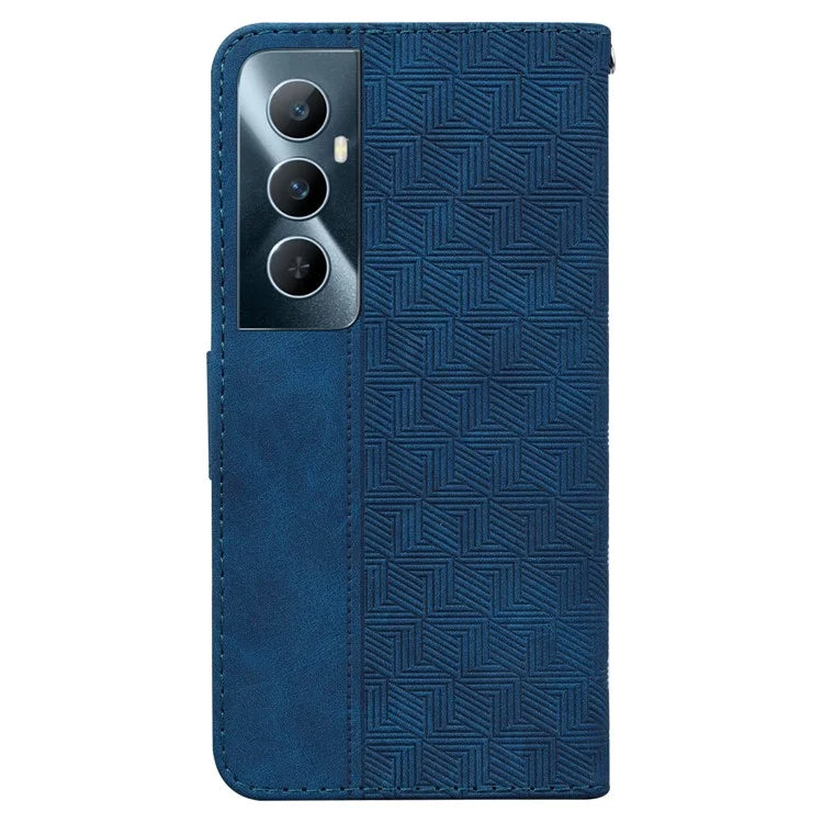 For Realme C65 4G Wallet Phone Case Geometry PU Leather Folio Flip Cover