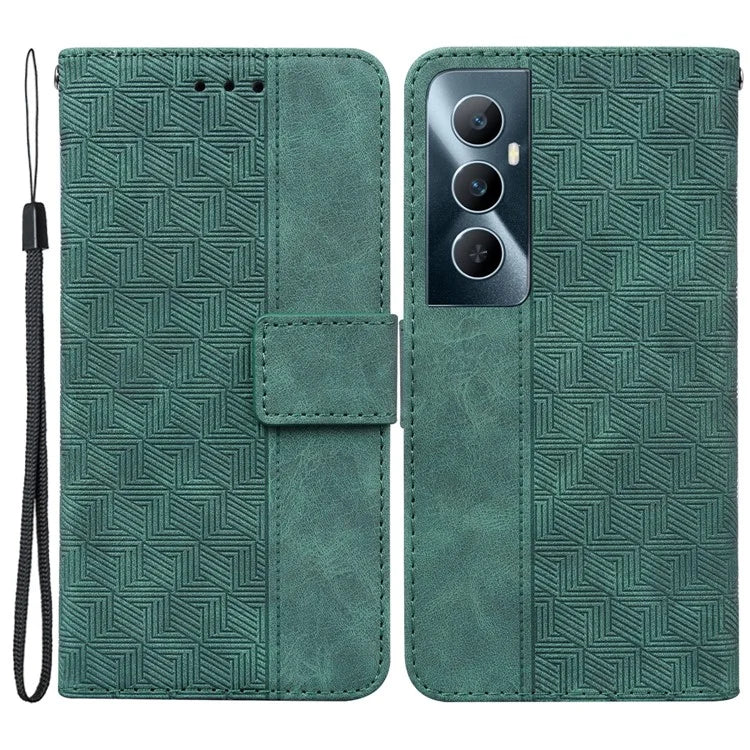 For Realme C65 4G Wallet Phone Case Geometry PU Leather Folio Flip Cover