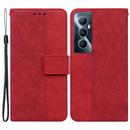For Realme C65 4G Wallet Phone Case Geometry PU Leather Folio Flip Cover