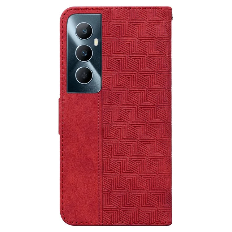 For Realme C65 4G Wallet Phone Case Geometry PU Leather Folio Flip Cover