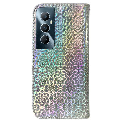 For Realme C65 4G Case Dazzling Flower PU Leather Card Slots Wrist Strap Phone Cover