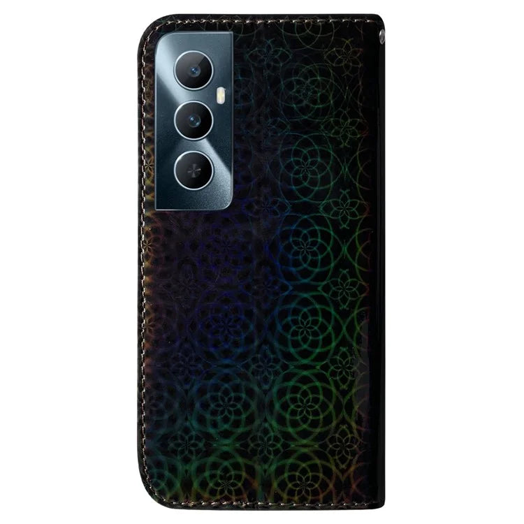 For Realme C65 4G Case Dazzling Flower PU Leather Card Slots Wrist Strap Phone Cover