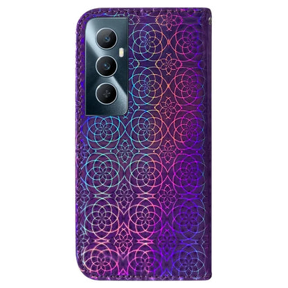 For Realme C65 4G Case Dazzling Flower PU Leather Card Slots Wrist Strap Phone Cover
