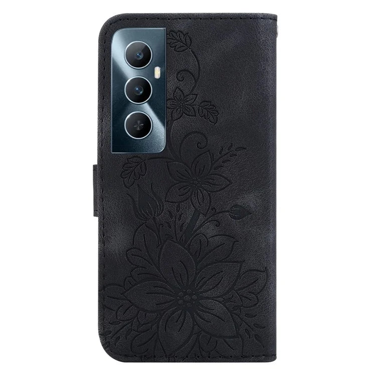 For Realme C65 4G Case Stand Feature Flower PU Leather Flip Phone Cover