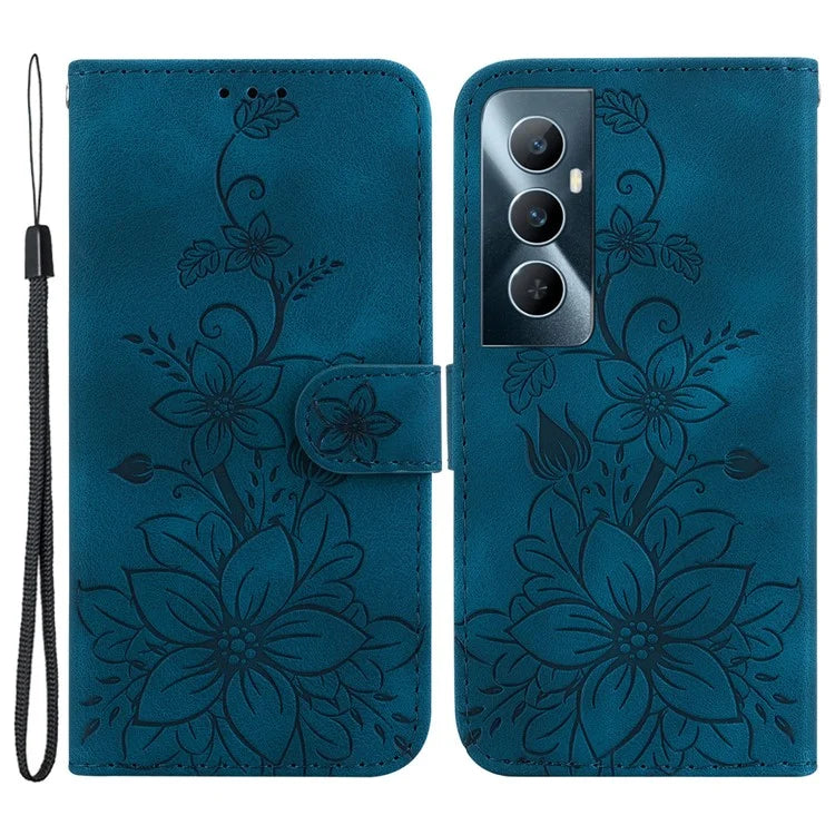 For Realme C65 4G Case Stand Feature Flower PU Leather Flip Phone Cover