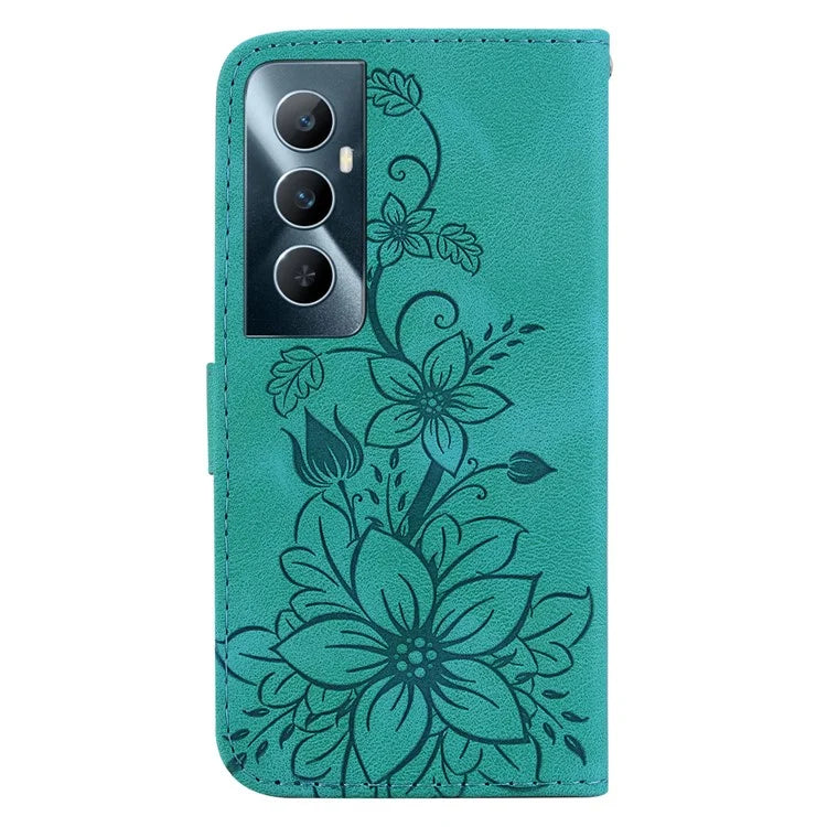 For Realme C65 4G Case Stand Feature Flower PU Leather Flip Phone Cover