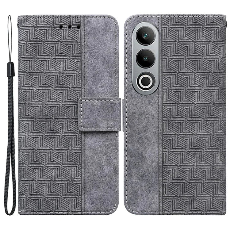 For OnePlus Nord CE4 5G Case Stand Shockproof PU Leather Geometry Phone Cover