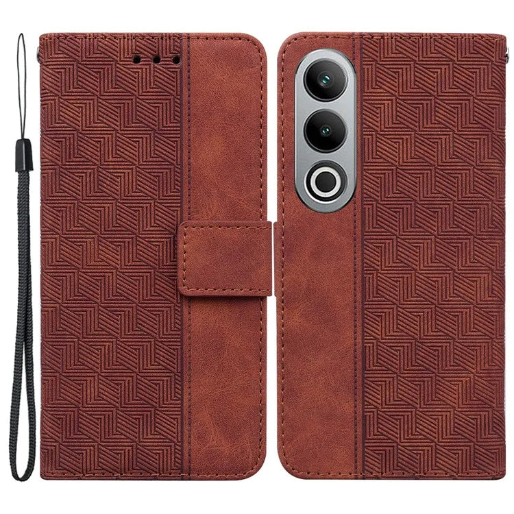 For OnePlus Nord CE4 5G Case Stand Shockproof PU Leather Geometry Phone Cover