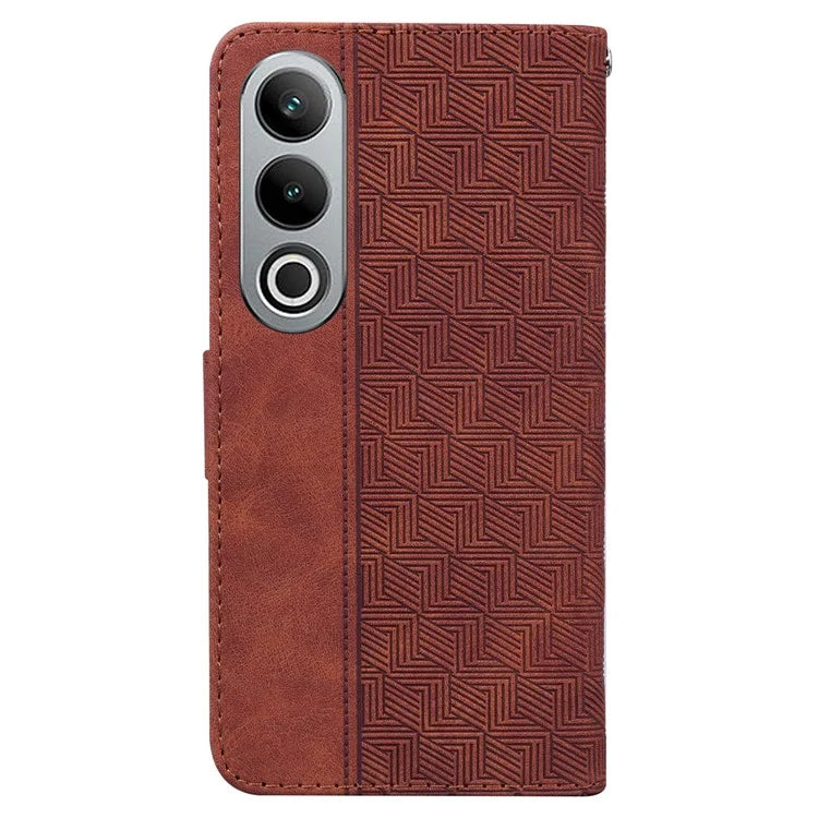 For OnePlus Nord CE4 5G Case Stand Shockproof PU Leather Geometry Phone Cover