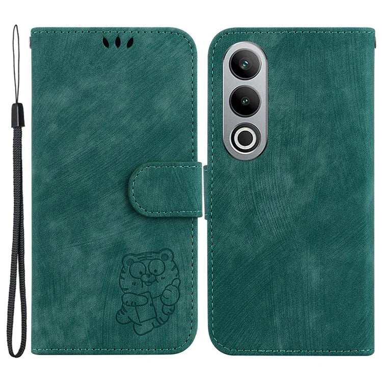 For OnePlus Nord CE4 5G Case Cute Tiger Pattern Phone Leather Cover with Strap