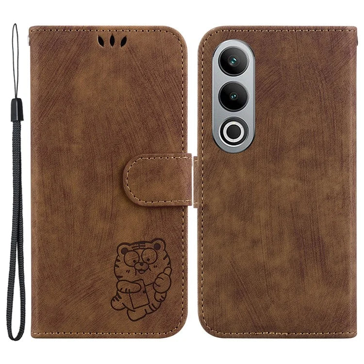 For OnePlus Nord CE4 5G Case Cute Tiger Pattern Phone Leather Cover with Strap