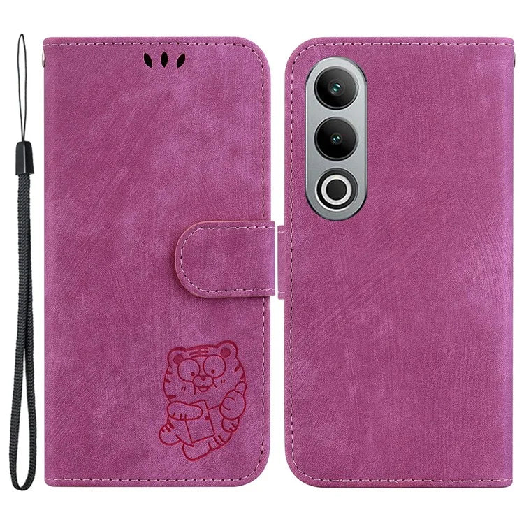 For OnePlus Nord CE4 5G Case Cute Tiger Pattern Phone Leather Cover with Strap