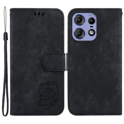 For Motorola Edge 50 Pro 5G Case Leather Wallet Phone Cover Cute Tiger Pattern