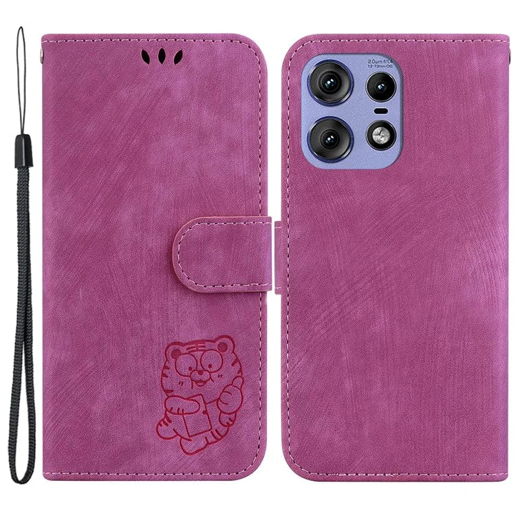 For Motorola Edge 50 Pro 5G Case Leather Wallet Phone Cover Cute Tiger Pattern