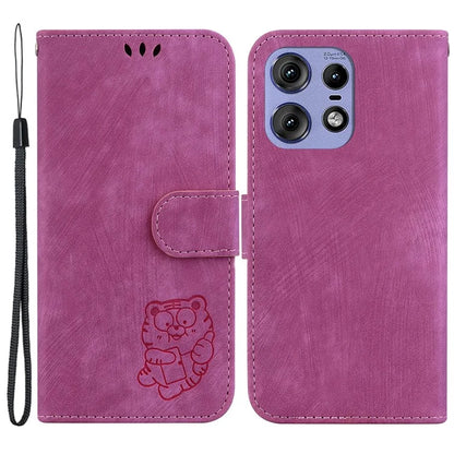 For Motorola Edge 50 Pro 5G Case Leather Wallet Phone Cover Cute Tiger Pattern