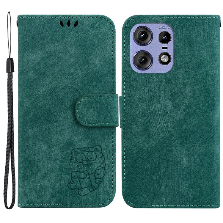 For Motorola Edge 50 Pro 5G Case Leather Wallet Phone Cover Cute Tiger Pattern